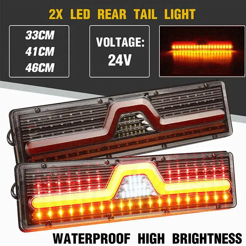 

2pcs 24V Truck LED Rear Tail Light Trailer Warning Light Taillight Brake Turn Signal for Trailer Caravans UTE Camper Bus Tractor