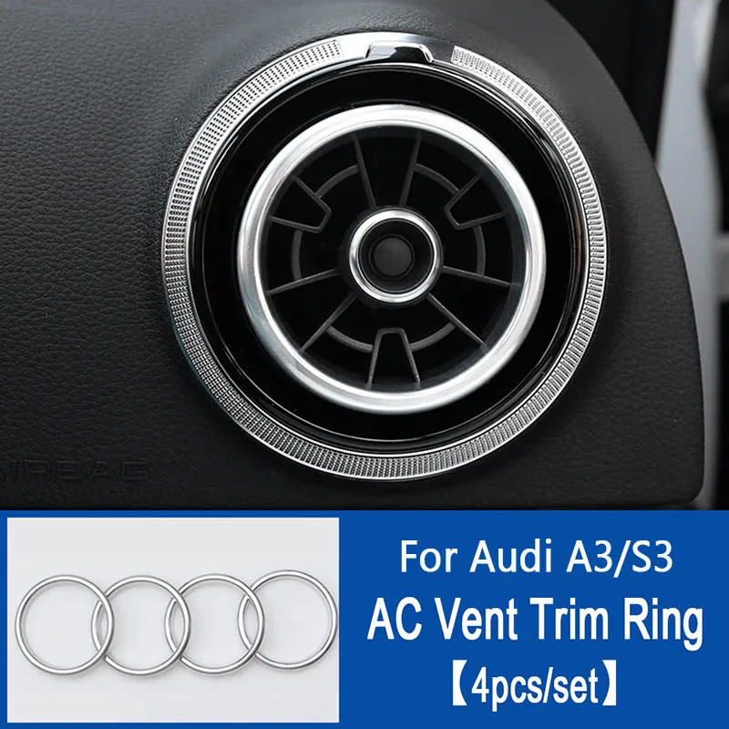 

Подходит для Audi A3 14-20 S3 декоративная крышка для автомобильного воздуховода декоративное кольцо для вентиляции из алюминиевого сплава декоративная наклейка в форме автомобиля