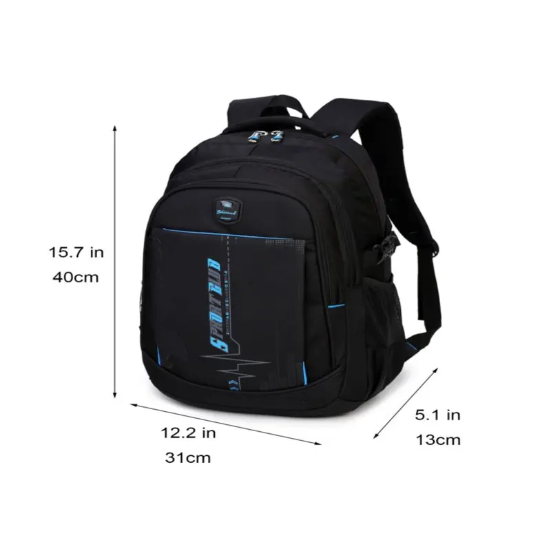 Black Blue Mens School Backpack  Student Book Bag Travel Back Pack Laptop Backpack
