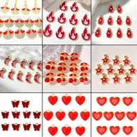 10pcs mixed red crystal enamelacrylic butterfly heart cherry charm jewelry making fine pendant diy earring necklace accessories