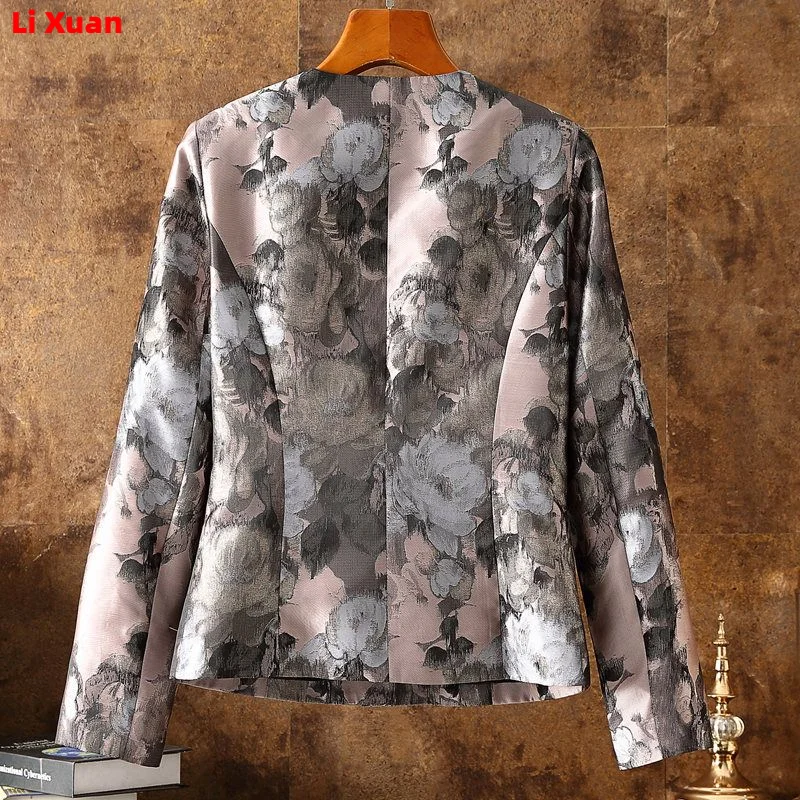 High Quality Elegant Lady Women's Jacket Round Neck Jacquard Coat New Spring Autumn All-Match Small Fragrance Korean Ladies Top