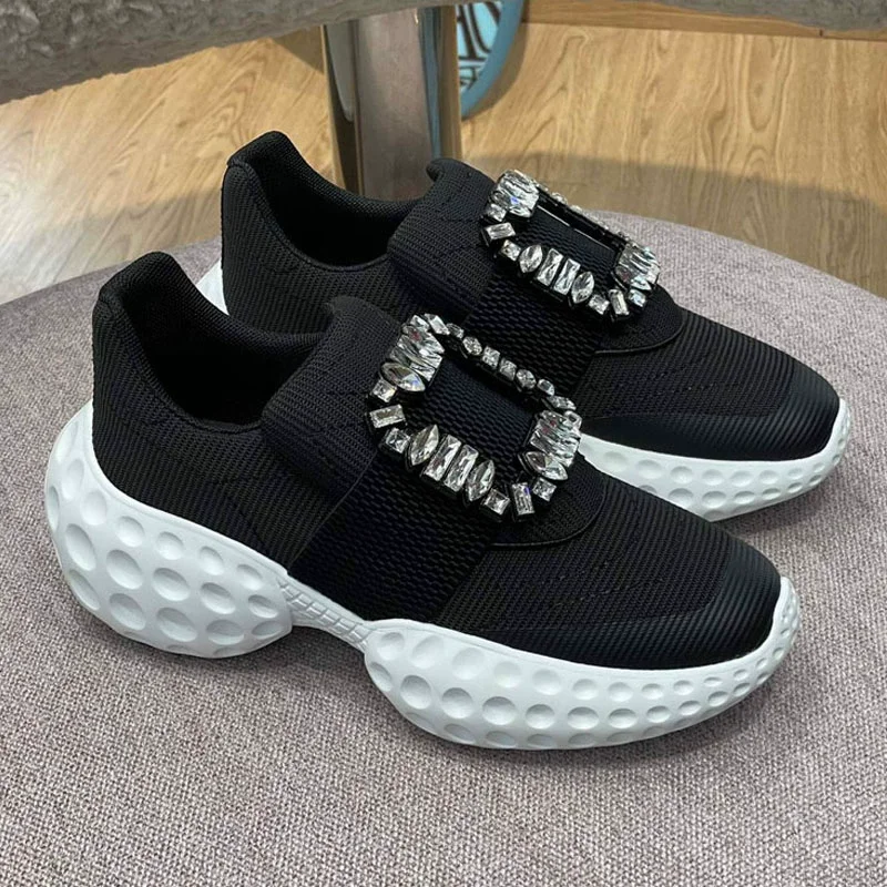 

Square Buckle Sneakers Mix Color Run Shoes Cozy Zapatillas De Mujer Sport Tenis Feminino Bling Chaussure Femme Luxury Canvas