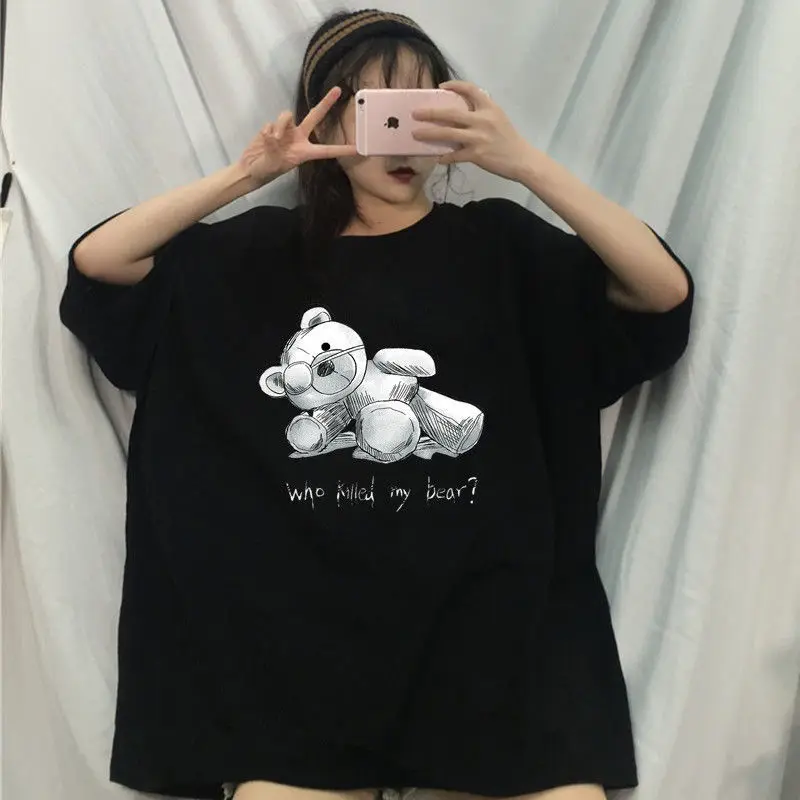 

Женская одежда размера плюс DAYIFUN, свободная футболка с короткими рукавами и круглым вырезом, летняя футболка Harajuku с графическим принтом, ули...