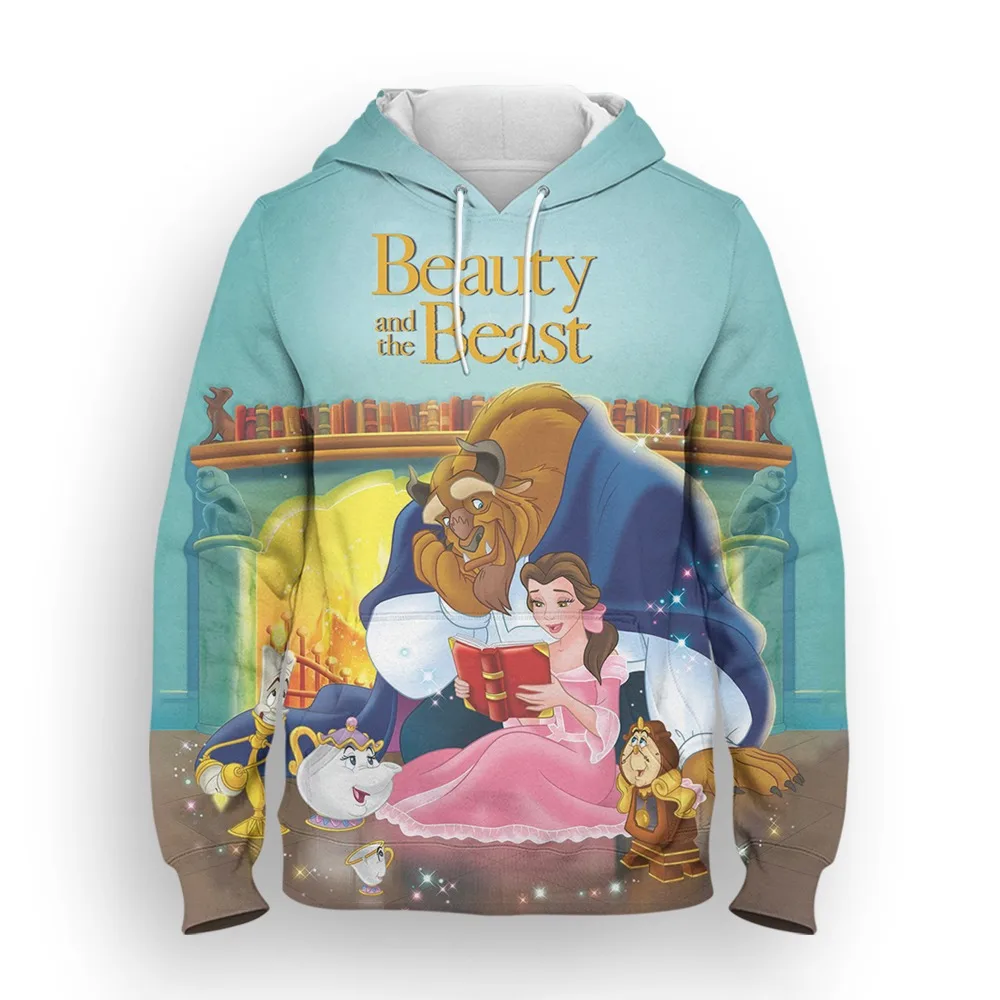 

Толстовка Y2K Женская свободная с капюшоном, милый мультяшный 3d-принт из мультфильма «Красавица и Чудовище», Детская толстовка Super Dalian Ton