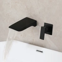 yanksmart matte black bathtub faucet solid brass bathroom faucet waterfall wall mounted bathroom sink mixer bain tap faucet