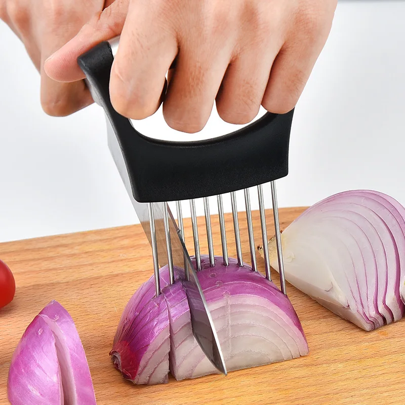 

Onion Needle Holder 304 Stainless Steel Onion Cutting Kitchen Fruit and Vegetable Slicing Tool Onion Fork Meat Loosening Needle