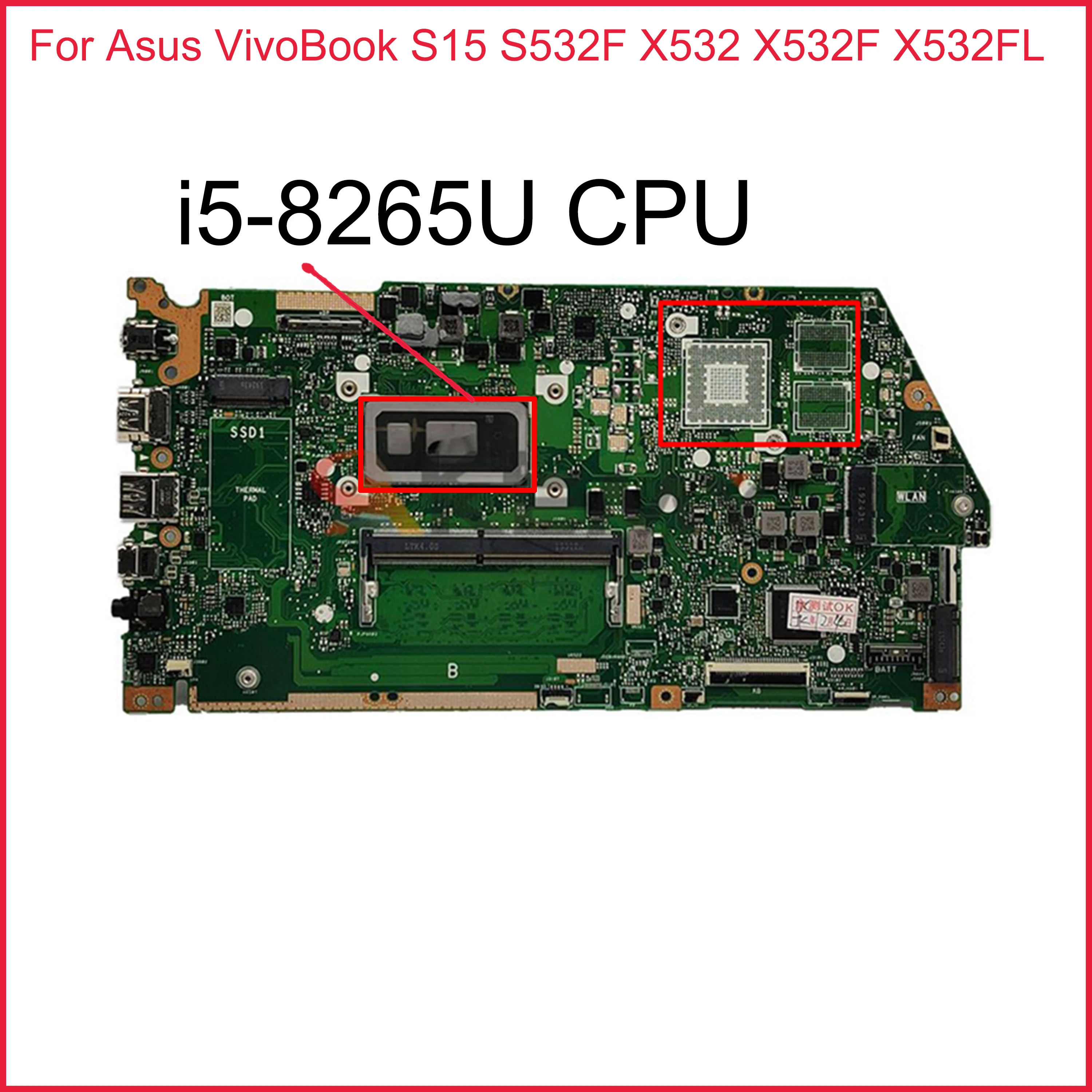 

Материнская плата Akemy X532FA для ноутбука Asus VivoBook S15 S532F X532 X532F X532FL X532FA, материнская плата с/8 ГБ ОЗУ i5-8265U ЦП
