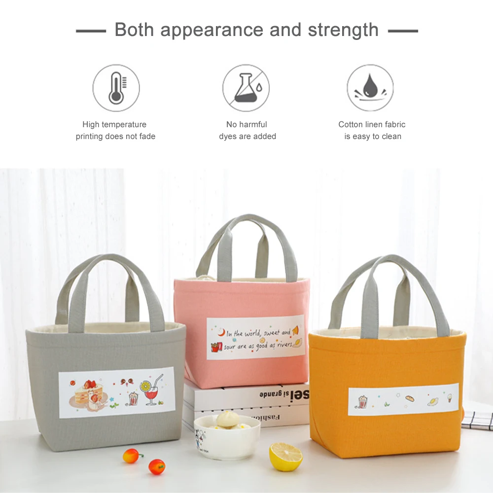 

Flannel Thermal Lunch Box Bag with Handles for Work or School Insulation Bag Portable Waterproof Large Capacity Home