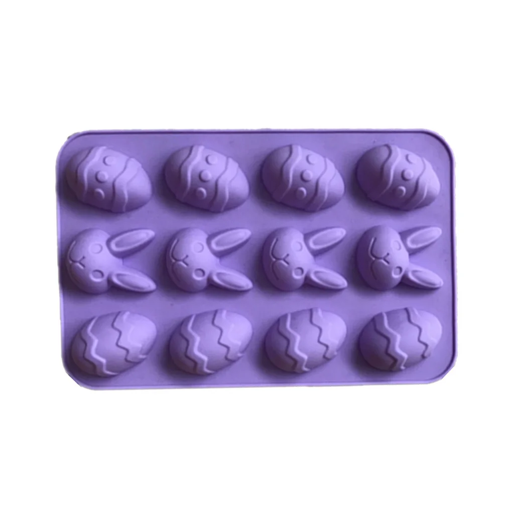 

12-Cavity Silicone Mold Cake Fudge Decoration Easter Bunny Egg Mold Chocolate Mold Baking Tool