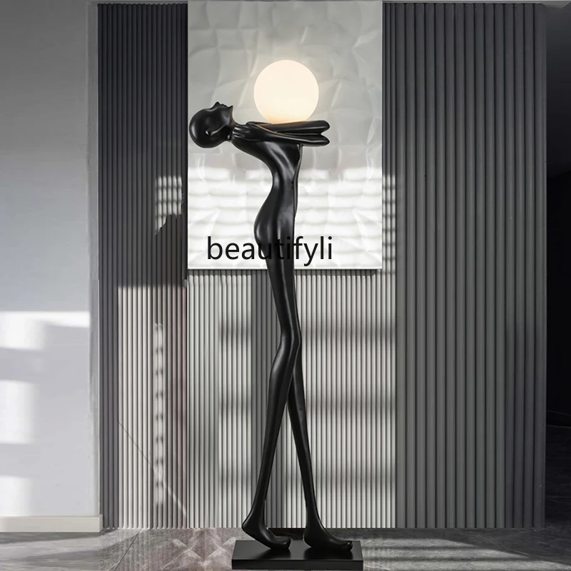 

yj Humanoid Art Sculpture Ball Floor Lamp Creative Hotel Lobby Exhibition Hall Villa Sales Department Decoration Lamp