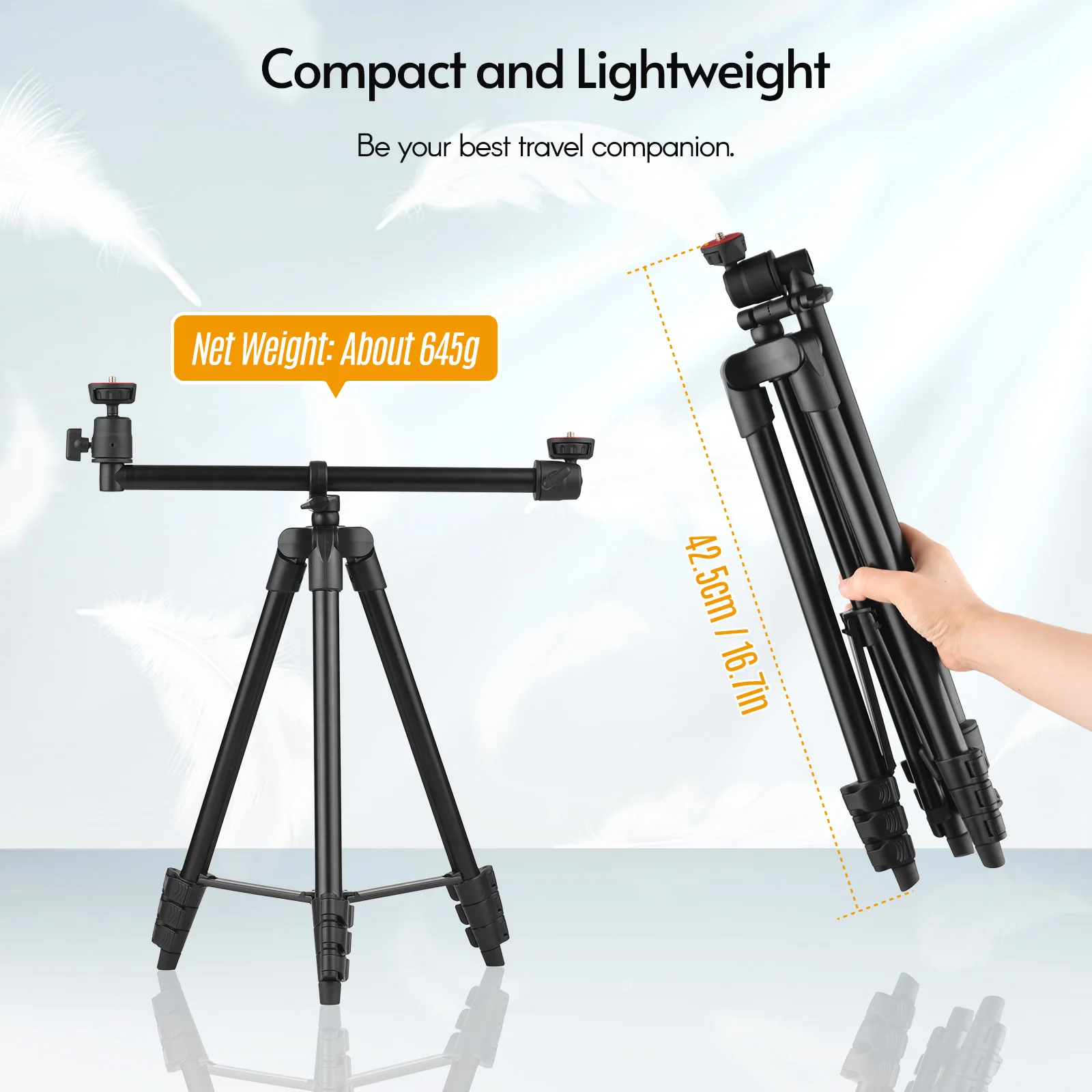 Штатив из алюминиевого сплава с удлиненной ручкой и вращающейся на 360 ° шаровой