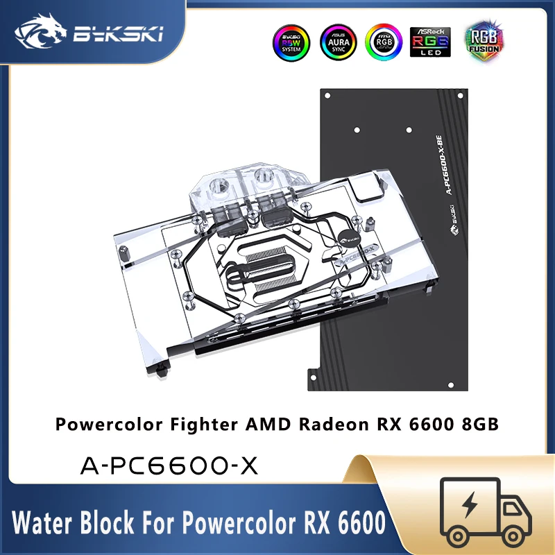 

Водяной блок Bykski RX 6600 для Powercolor Fighter AMD Radeon RX 6600, 8 гб, водяной охладитель для видеокарты на заказ, охлаждающий радиатор для графического процессора пк