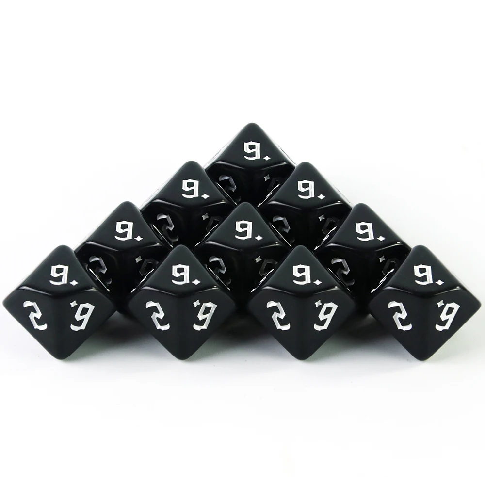 Черный непрозрачный цвет D10(0-9) набор игральных костей для игр TRPG сделай сам