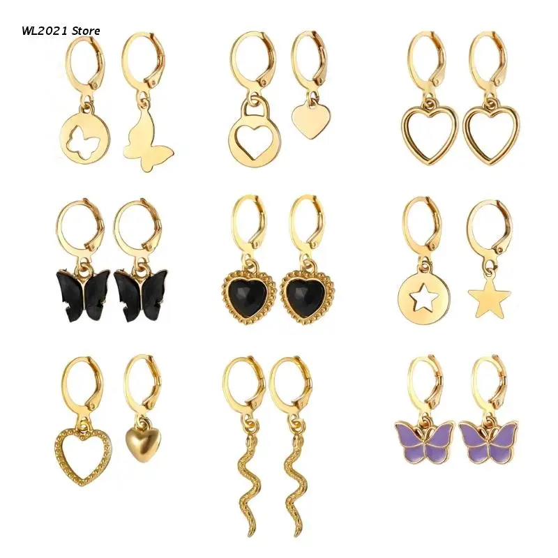 

Korean Love Heart Earrings Summer Temperament Super Fairy Butterfly Earrings