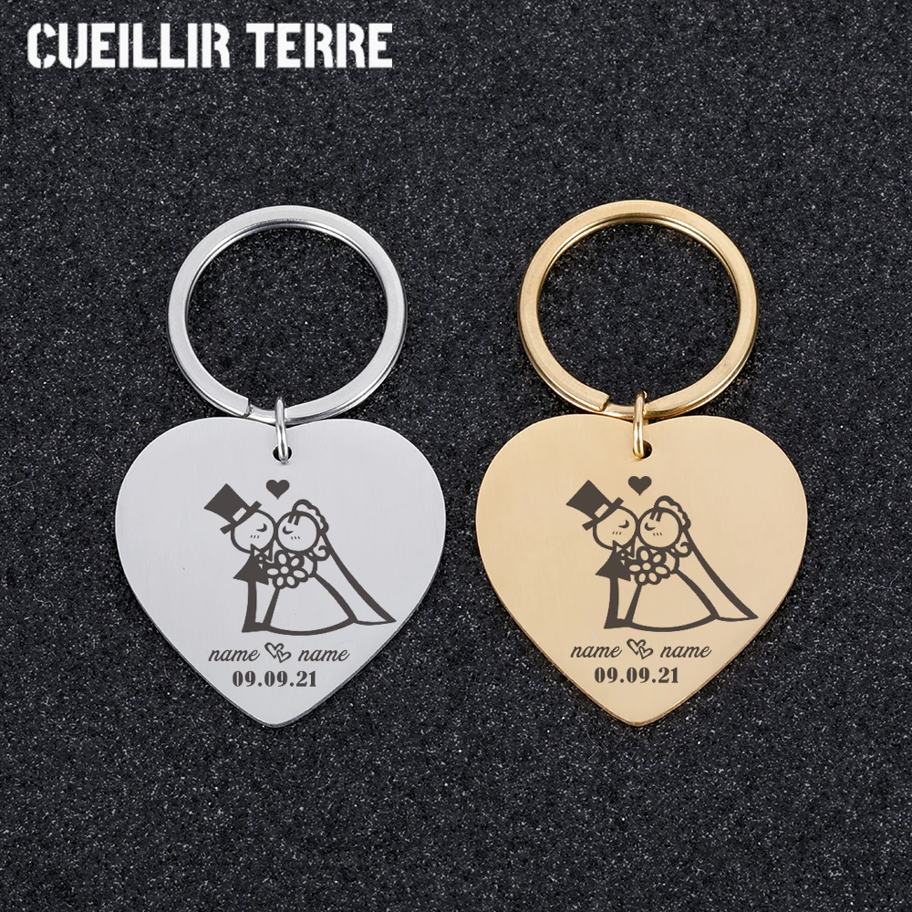 

Newlyweds Custom Keychain Wedding Anniversary Gift Custom Name Special Day Gift For Husband Wife Cartoon Stick Figure