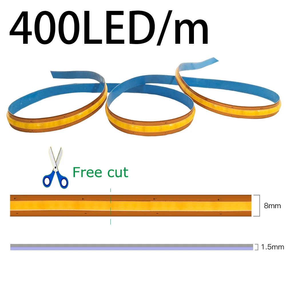 OCONA Светодиодная лента COB теплый белый 400leds/м 24В