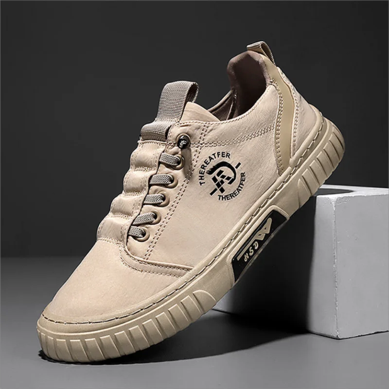 

Sports Shoes For Man Spring Autumn Sneakers Pu Material Solid Color Large Size Breathable Lightweight Flat Shoes for Men