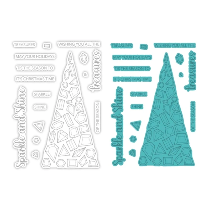 

New 2022 Christmas Sparkle Season Metal Cutting Dies Scrapbooking For Paper Making Embossing Frame Card Clear Stamps Set