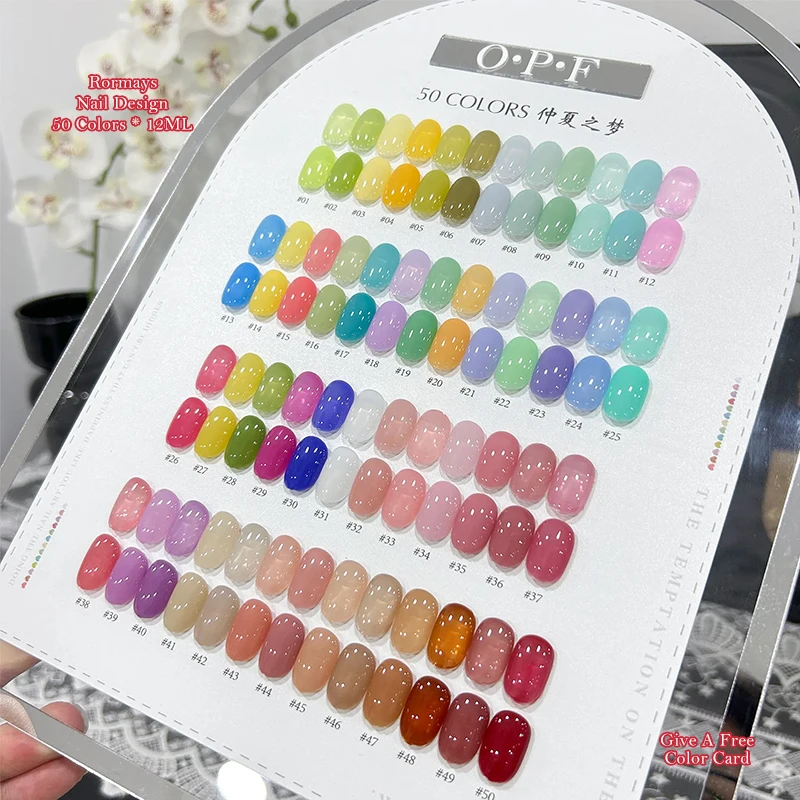 Фото Набор гель-лаков для ногтей Candy Macaron, 50 цветов, УФ-гель-лак, полупрозрачный, глянцевый, с эффектом желе, для маникюра, летний набор для нейл-арта №2