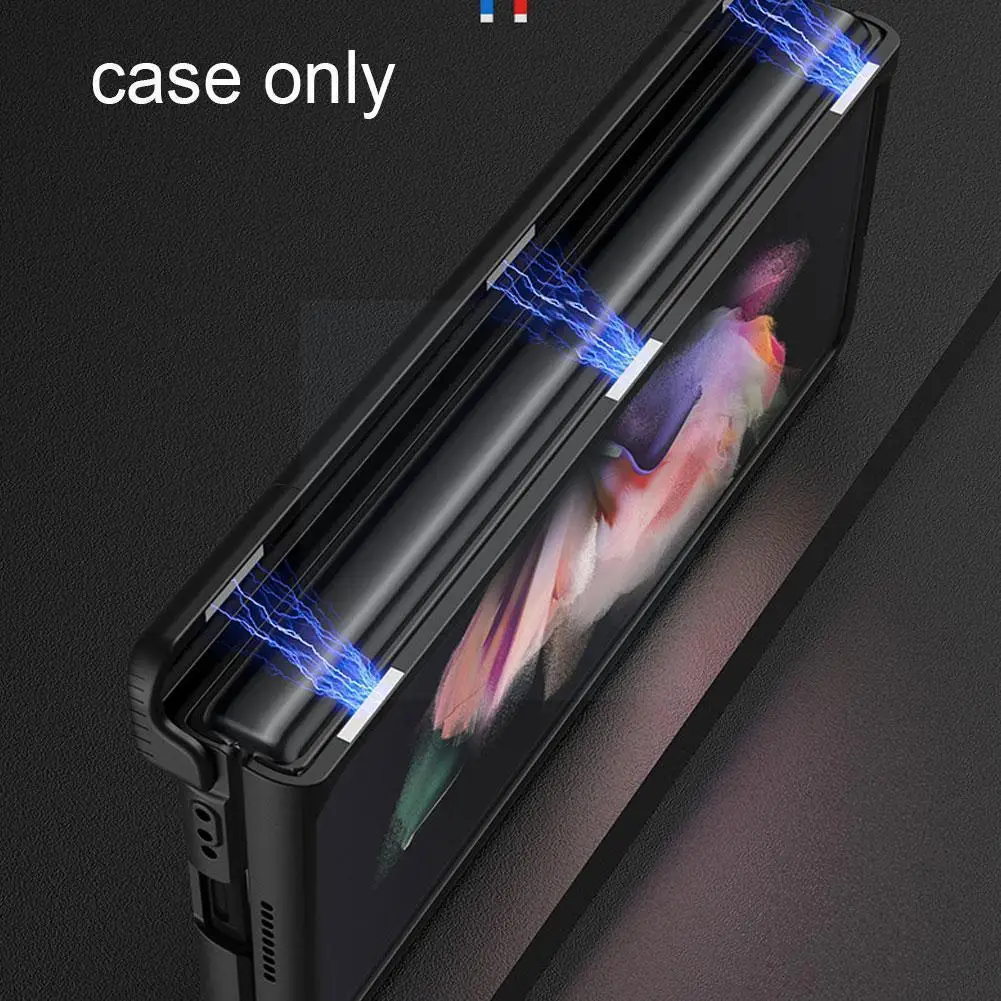 

Магнитный стеклянный чехол для Samsung Galaxy Z, складной чехол-подставка для телефона 3 дюйма, твердый складной чехол для Samsung Z Fold3 Funda I1D4