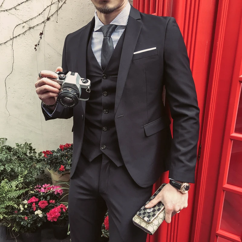 2022 Tailored Burgundy Formal Suit Men Groom Slim Fit 3 Pieces Tuxedo Prom Wedding Suits Blazer Terno Masuclino Jacket+Pant+Vest images - 4