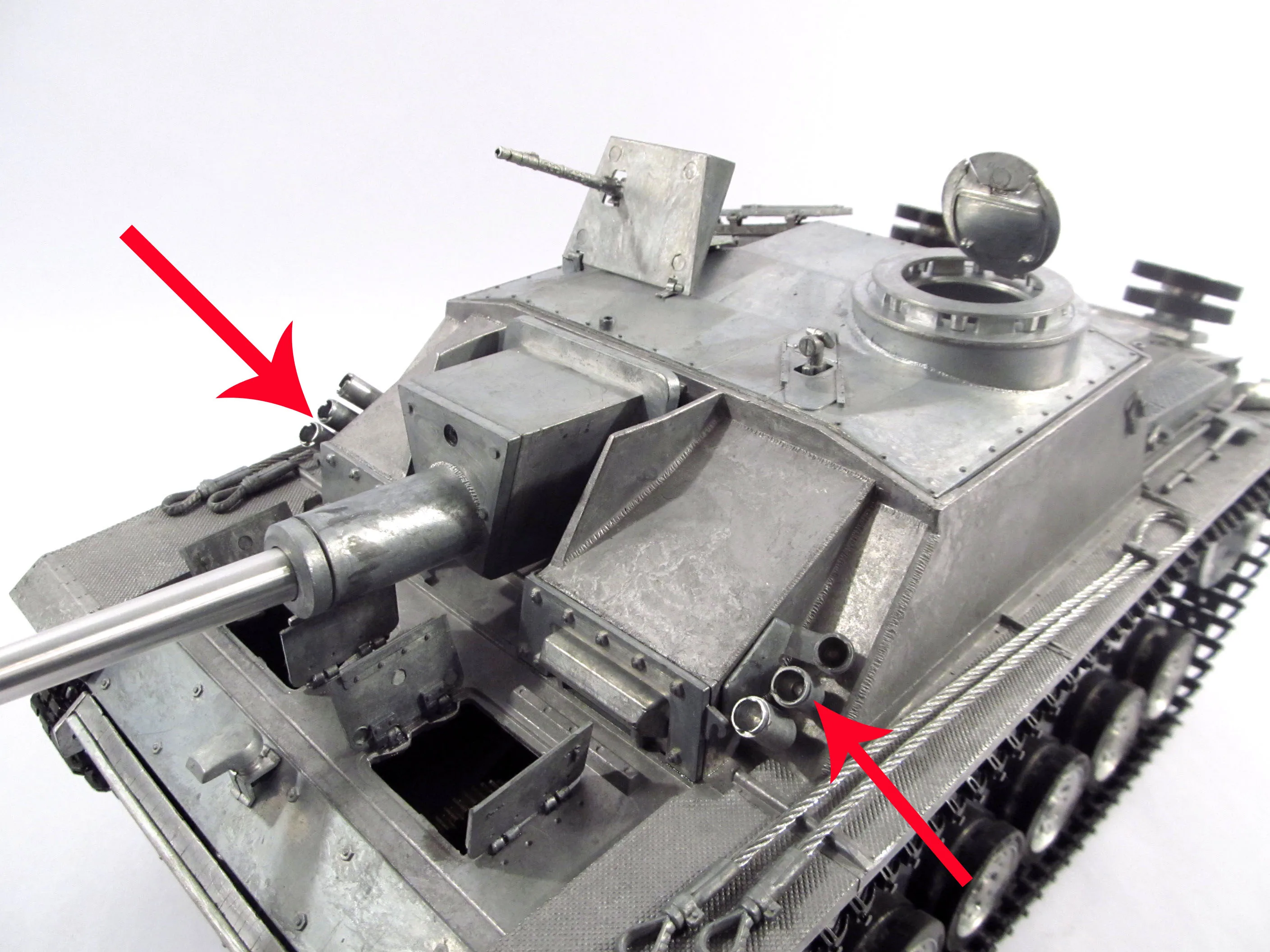 Фото Металлический аксессуар Mato 3868-1: металлический дымогенератор для танка Stug III 1/16 (1:16) RC, металлические улучшенные детали Henglong №1