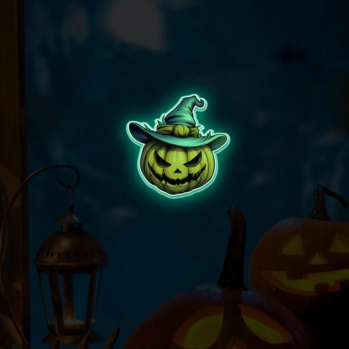 

Halloween Fluorescent Pumpkin Nightlight Decal Self Adhesive Wall Sticker Room Decoration