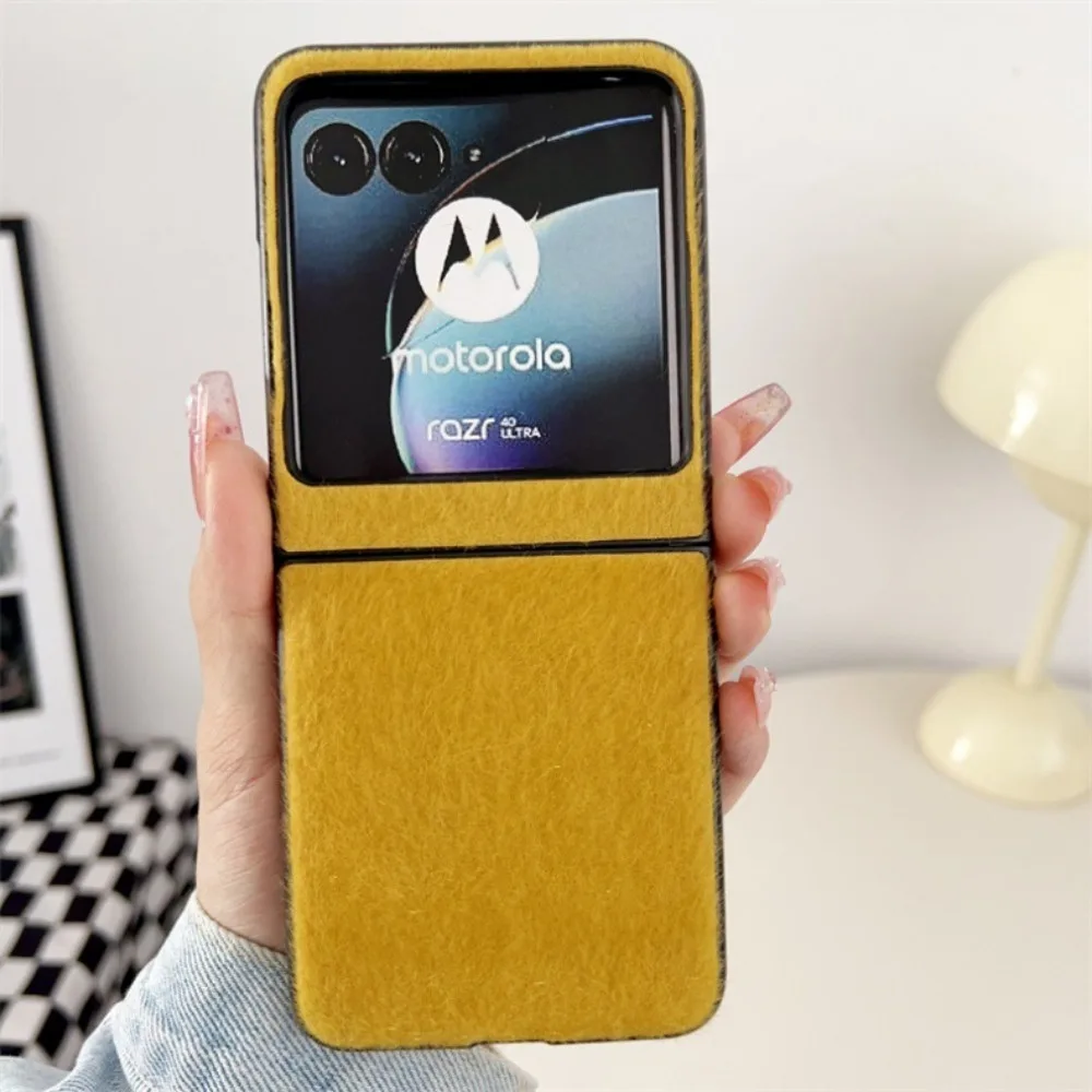 2024 Moto Razr 50 Ultra Plush Fur Кожаный чехол для телефона Motorola Жесткий защитный