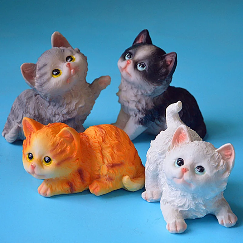 

2pc Cross-Border Supply Cute Kitten Ornaments Resin Crafts Table Top Counter Decorations Pet Animal Model