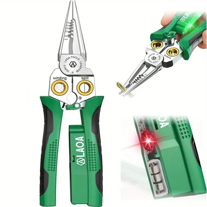 Щипцы для зачистки проводов с функцией измерения электричества 8в1 Щипцы для зачистки проводов для резки и вытягивания проводов Ножницы для кабеля