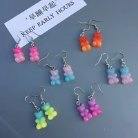 1 pair creative cute mini gummy bear earrings minimalism cartoon design female danglers jewelry gift