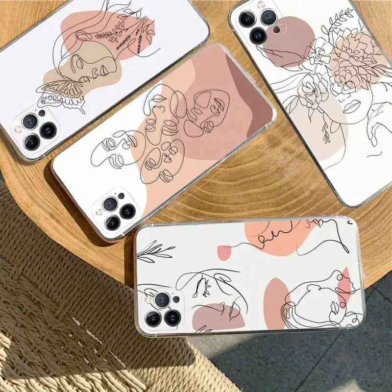 

Abstract Art Line Phone Case For iPhone XR X XS Max 14 13 Pro Max 11 12 Mini 6 7 8 plus SE 2020 Printing Cover