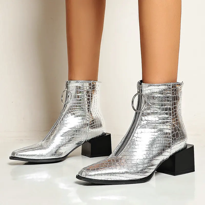 Женские ботильоны модные серебристые привлекательные женские ботинки на