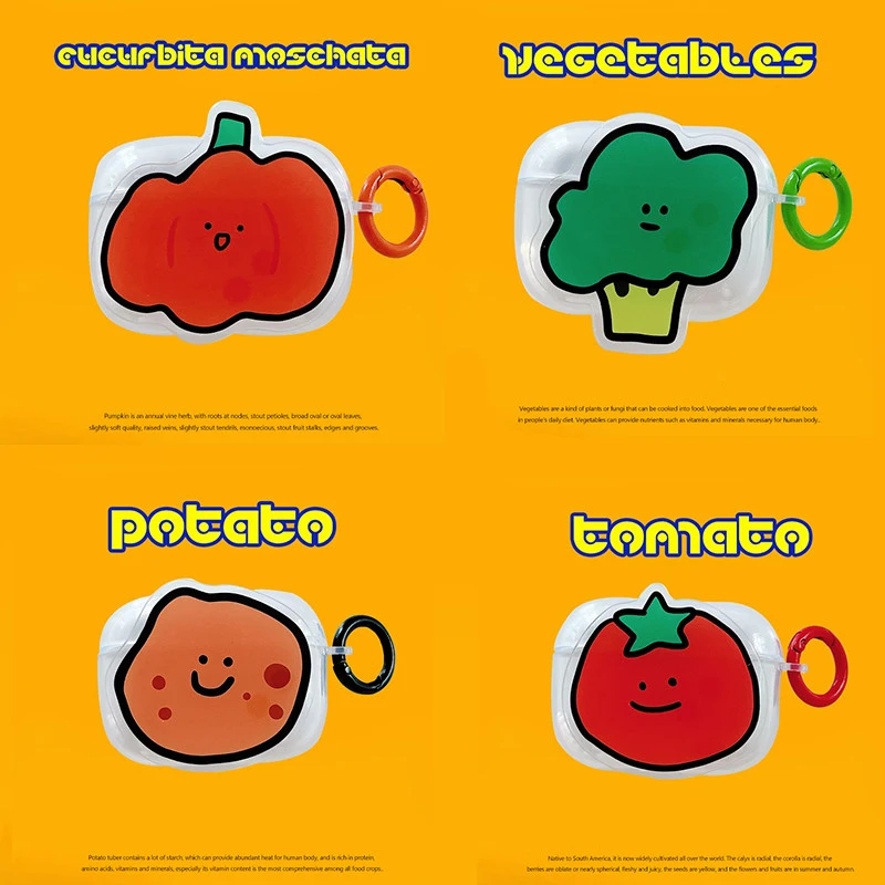 

Cute And Fashionable Airpods Transparent Vegetable Expression Bluetooth Earphone Cover anti-fall For Airpods1/2/3/Pro