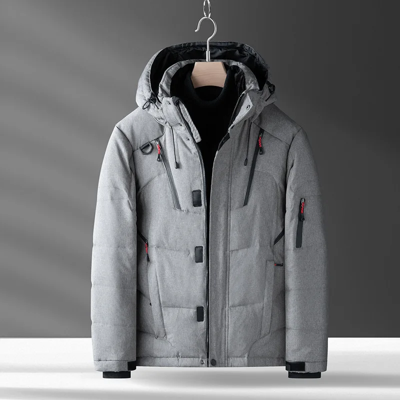 Winter Warm Men Jacket Coat Casual Autumn Stand Collar Puffer Thick Hat White Duck Parka Male Men's Winter Down Jacket With Hood