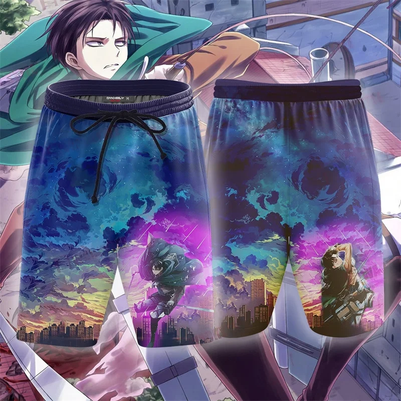 

Anime Attack on Titan Beach Shorts Men Harajuku Fashion 3D Shingeki No Kyojin Print Shorts Surf Short Pants Swim Trunks Swimsuit