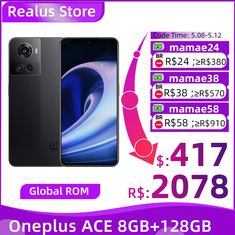 Смартфон OnePlus Ace, 8100 дюйма, 8 + 128 ГБ, 150 Вт, 120 Гц, AMOLED, тройная камера 50 МП - смартфоны