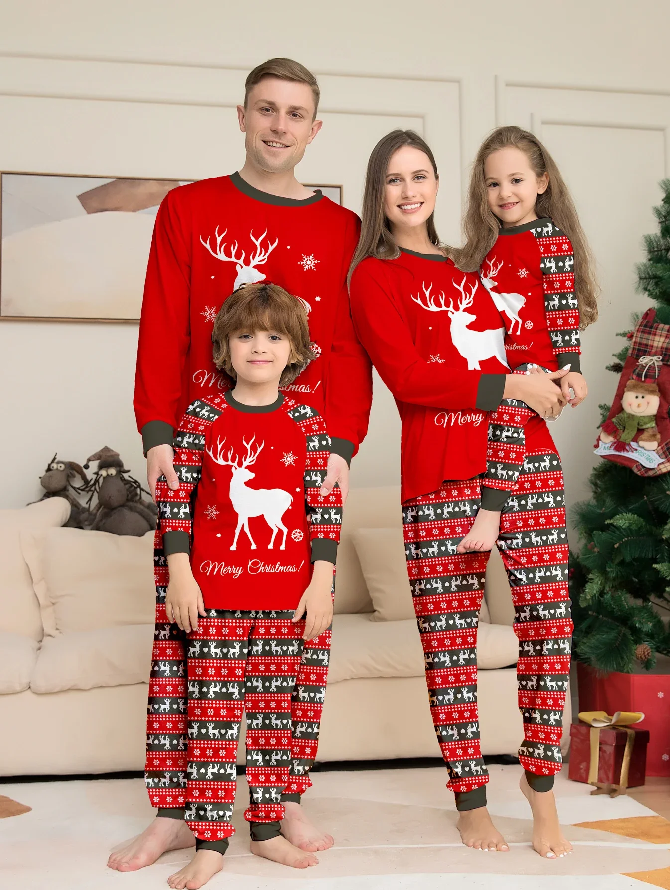 

Пижамный комплект для мамы, папы, детей, 2 шт., Детская Повседневная Свободная одежда для сна, Рождественская семейная Пижама, рождественские Семейные одинаковые наряды
