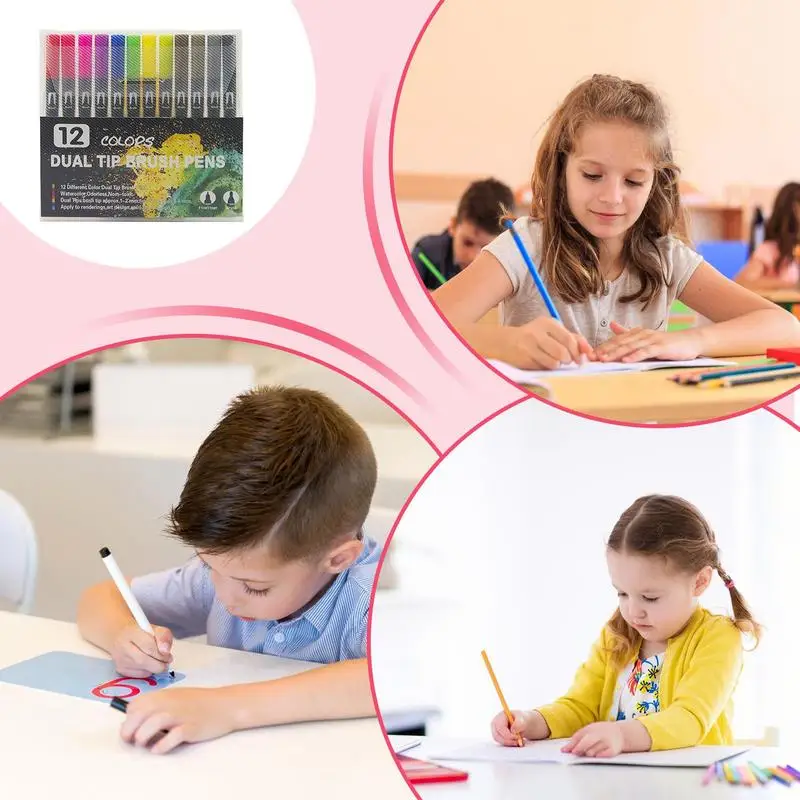 Маркеры с двойной кистью Детские фломастеры для рисования и набросков двумя