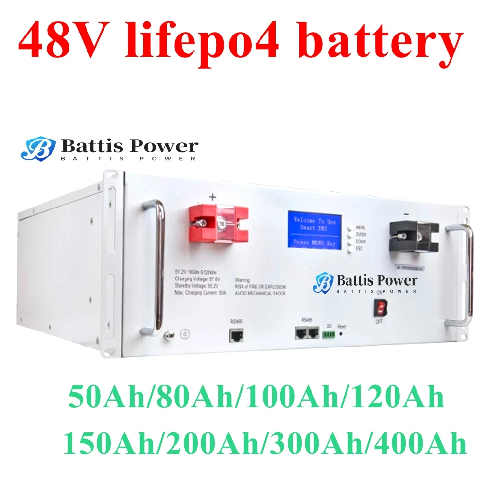 48V 51.2V 80Ah 100Ah 100A 120Ah 150Ah 200Ah 10 KWH 300Ah 400AH lifepo4 lithium batterry bluetooth App BMS for Solar system