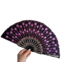 free shipping items spanish lace silk folding hand held dance fan flower pattern for party wedding dropshiping wholesale