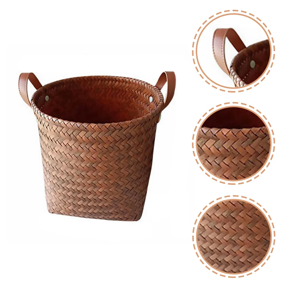 

Basket Organizing Storage Bedroom Desktop Container Sundries Clothes Dirty Organizer Woven Weaving Drawer Honeycomb Makeup