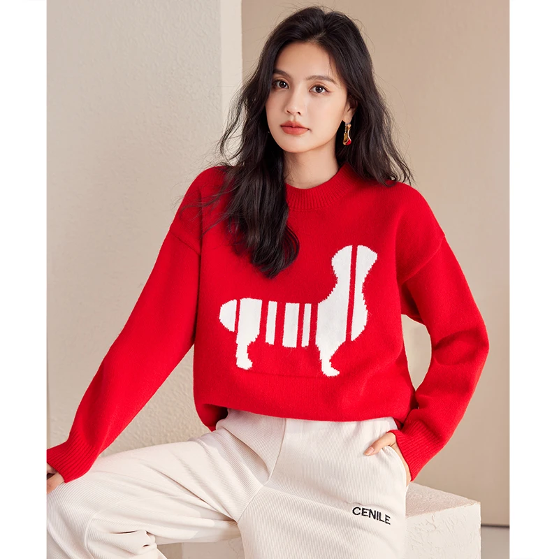 Пуловер с круглым вырезом в корейском стиле свободный свитер женский модный