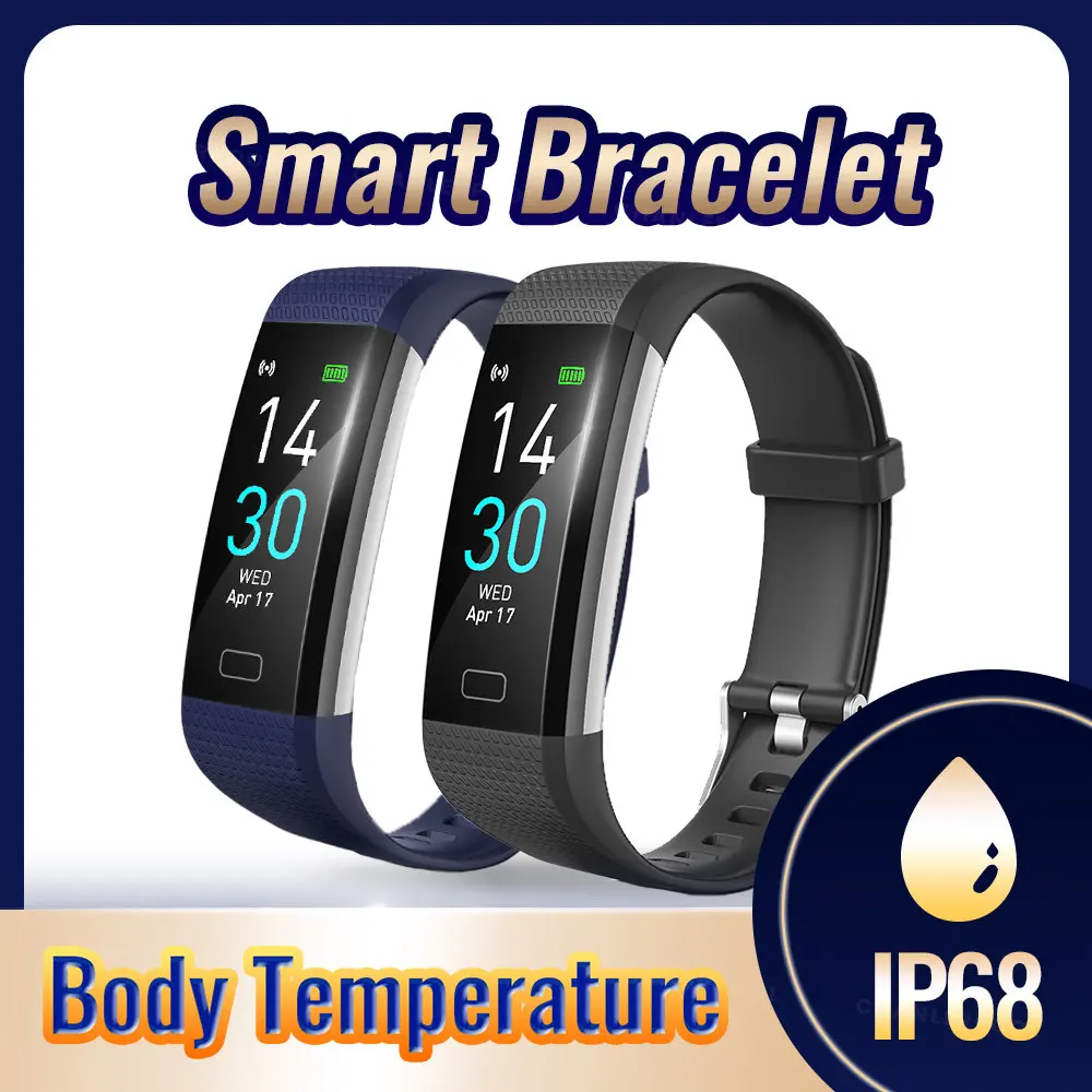 

Smart Bracelet Men Watch Heart Rate Body Temperature Health Monitor Smartwatch IP68 Waterproof Sports Fitness Wristbands Women