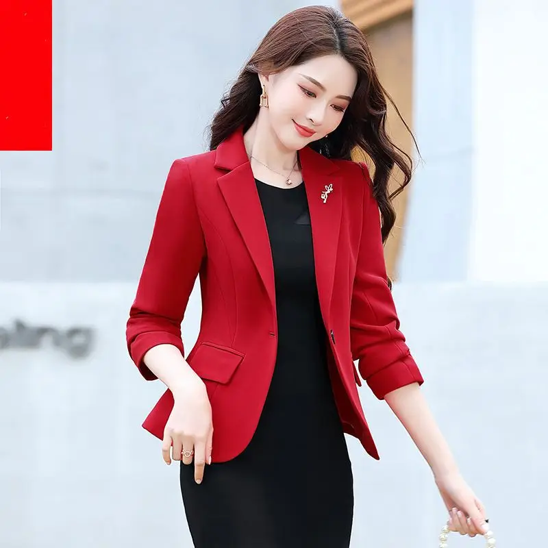 Spring and autumn small suit jacket women's short style fall 2023 new slim long sleeve temperament