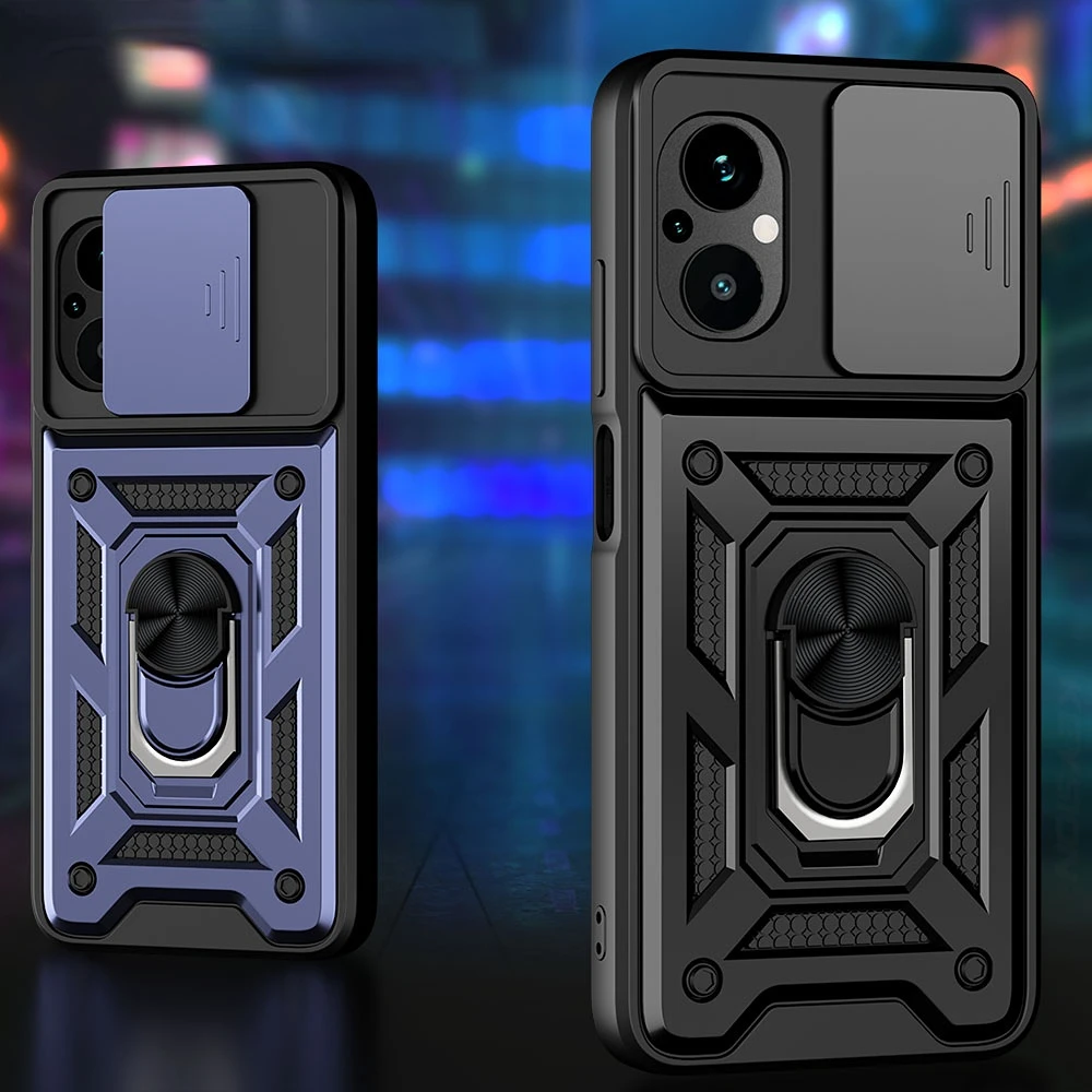 

Shockproof Armor Case for Xiaomi POCO M5 M4 5G M5S Slide Camera Lens Protection Ring Phone Back Cover for Redmi 11 Prime