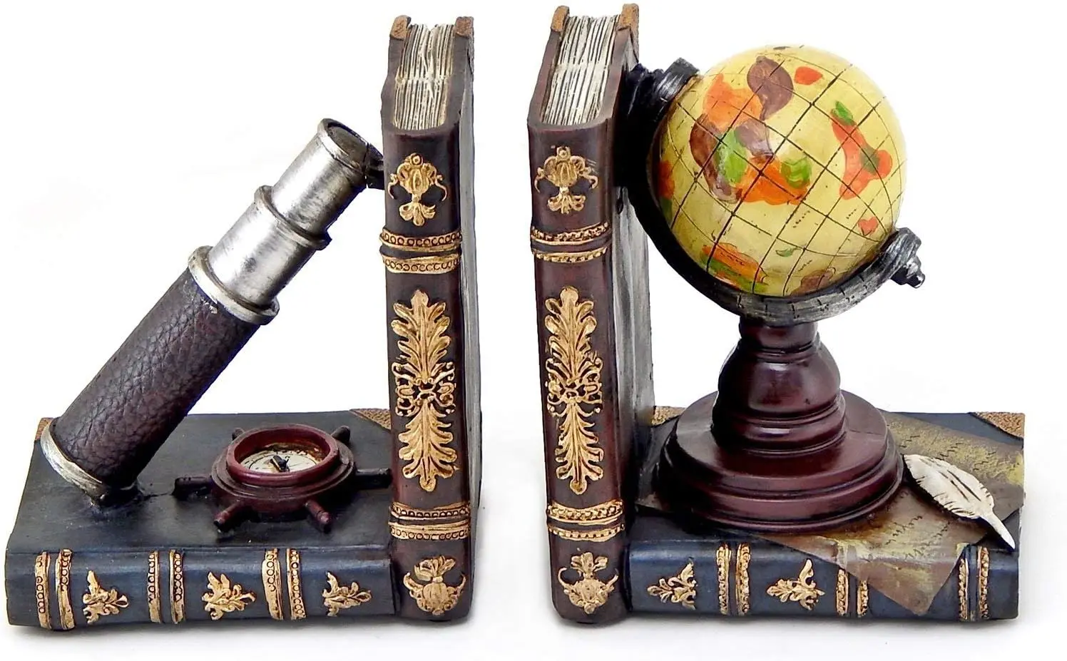 

Decorative Bookends Vintage Telescope Book Ends Support Antiques Pirate Old World Nautical Farmhouse Country Cottage Home Deco
