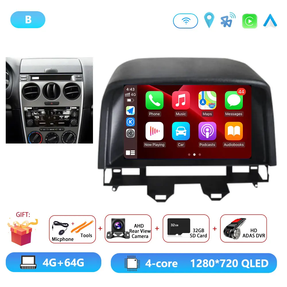 Автомобильное радио для Mazda 6 2004-2015, GPS-навигатор, плеер, стерео, аудио, видео, аксессуары, авто Wi-Fi BT Carplay DSP Android 16