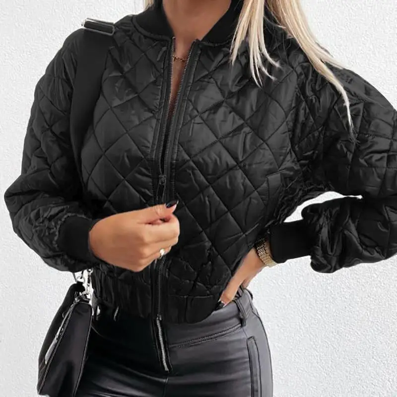 

Oversize Blouse 2022 Stylish Solid Jackets Women Long Sleeve Zipper Quilted Coat ZANZEA Spring Casual Office Work Overcoat Femme