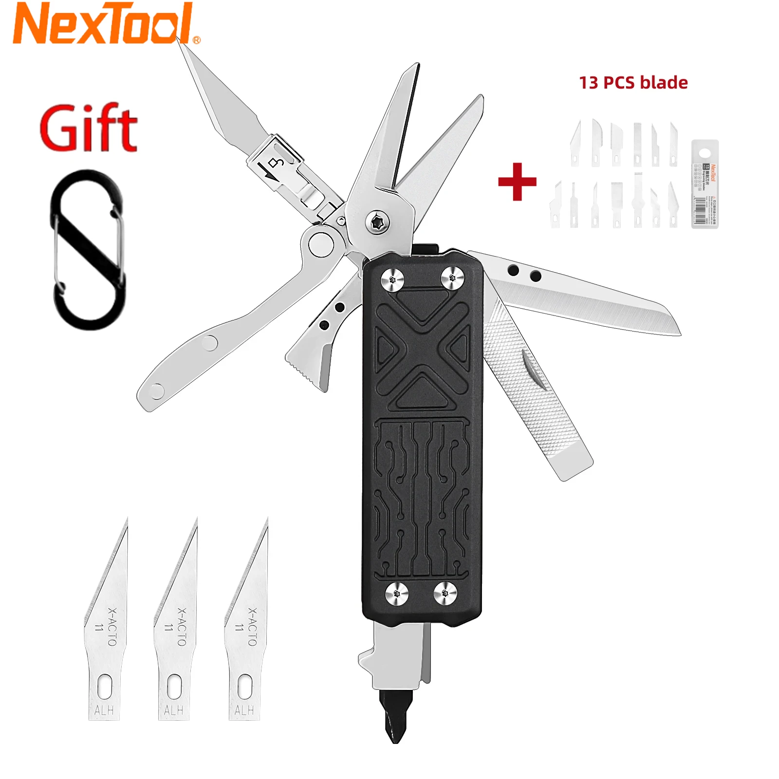 Портативный карманный Мультитул NexTool E1 Съемный нож ножницы отвертка для